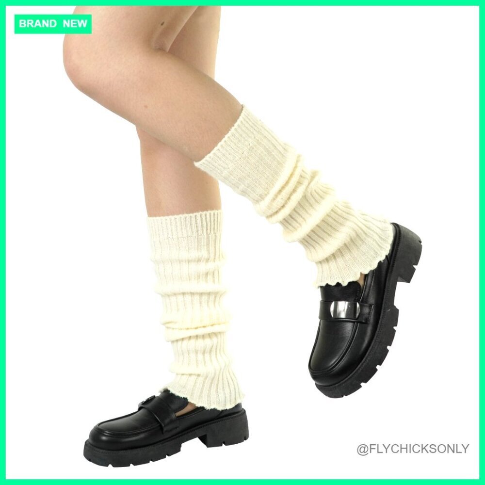 Soft Knit Leg Warmers One Size Ruffle Calf Sleeves Yoga Dance Party